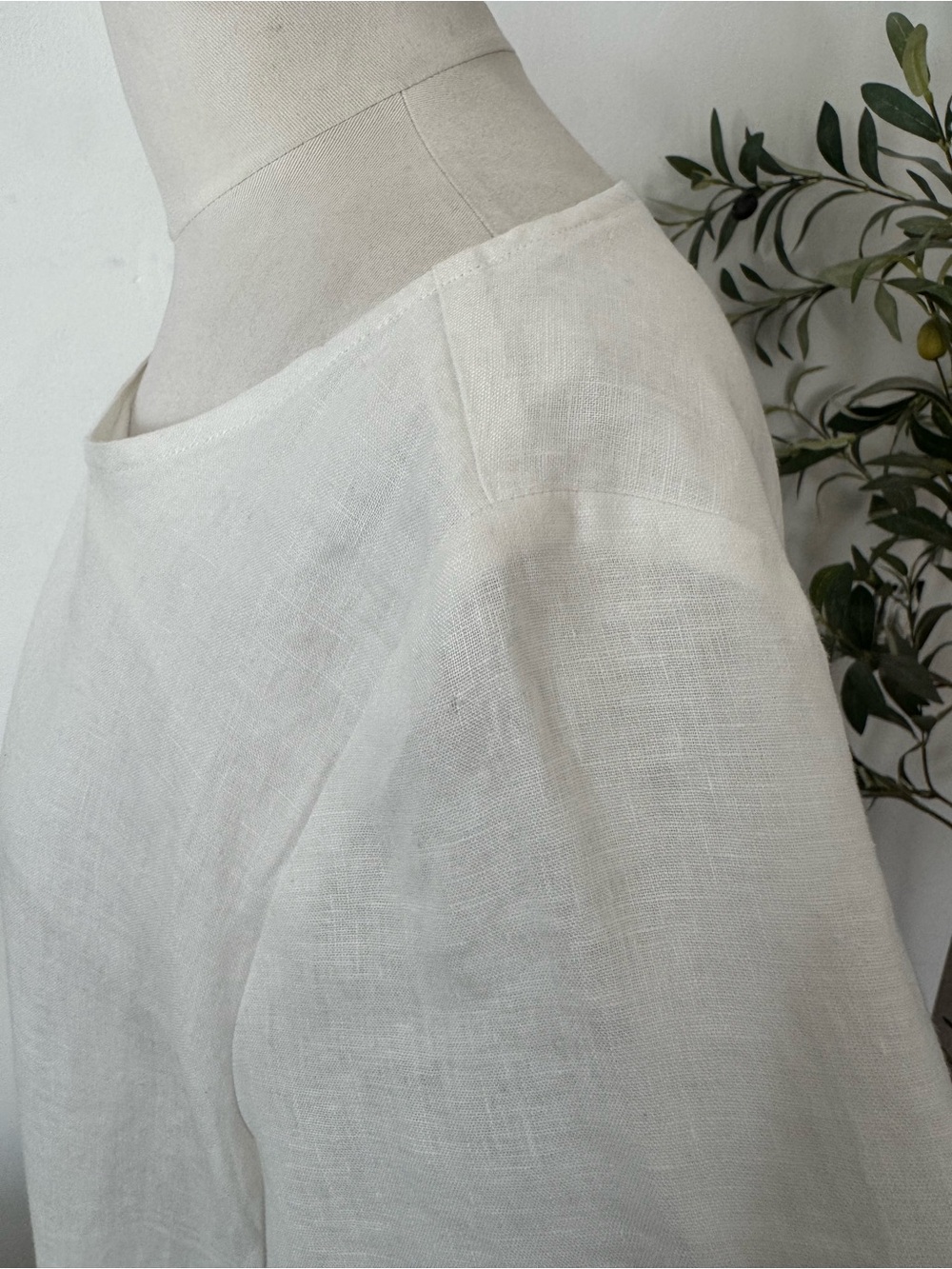 XIMO 100% Linen White Maxi Dress Oversized Lagenlook Long Sleeve XL - Picture 7 of 8
